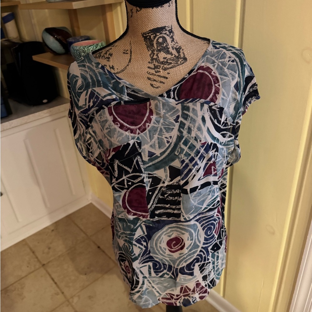 Louis Feraud Multicolor Abstract Blouse size 8 - Made in Germany